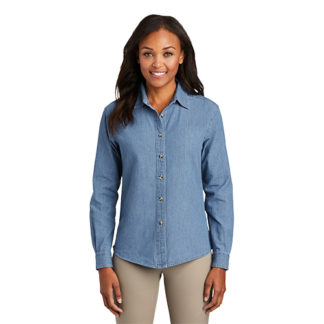 Port & Company Ladies Long Sleeve Value Denim Shirt